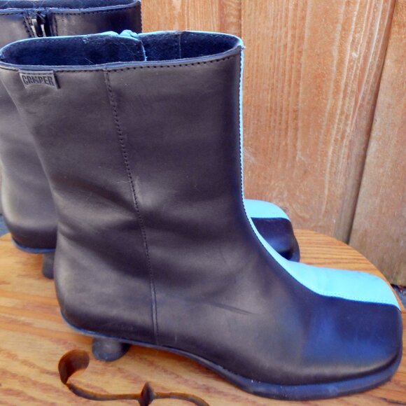 CAMPER Twins Two Tone Colorblock Black Blue Leather Boots Size US 7 - Picture 2 of 4